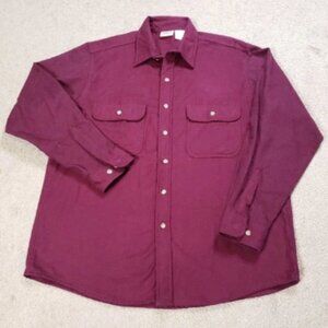 Vintage 90s Five Brother Mens XL Faded Chamois Cloth Button Shirt Maroon Red